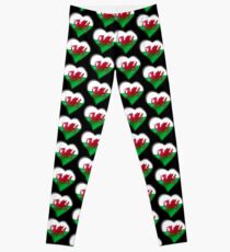 Welsh Flag - Wales - Heart Leggings