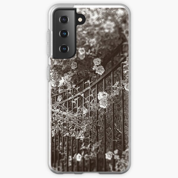 Wrought Iron Fence with Flowers, Sepia, Tilt-Shift Samsung Galaxy Soft Case