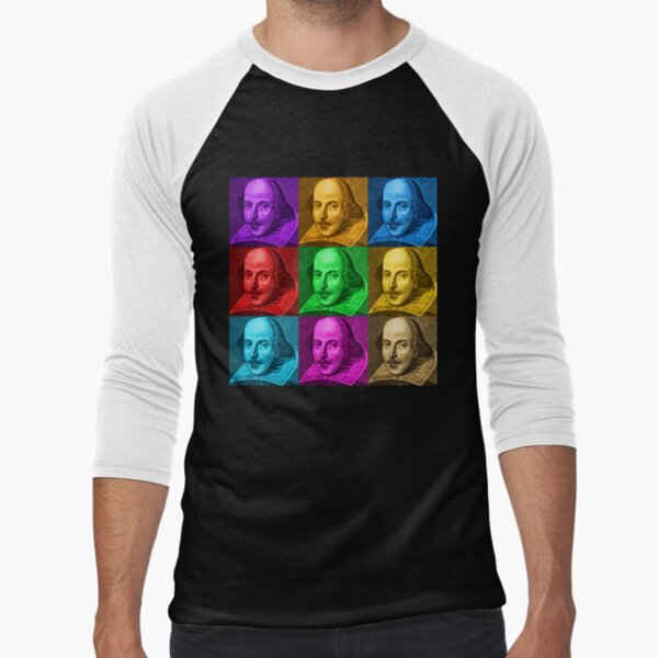 William Shakespeare Pop Art Baseball ¾ Sleeve T-Shirt