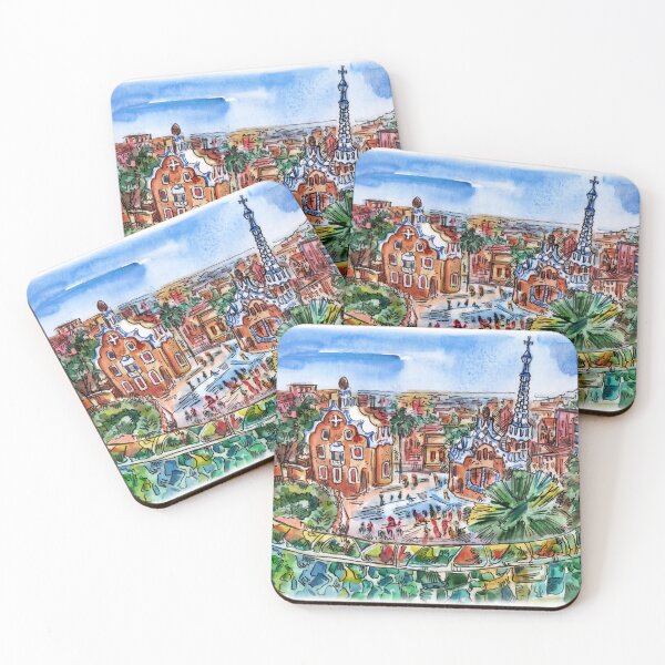 Item preview, Barcelona, Spain watercolor and sketch illustration designed and sold by Shevi.