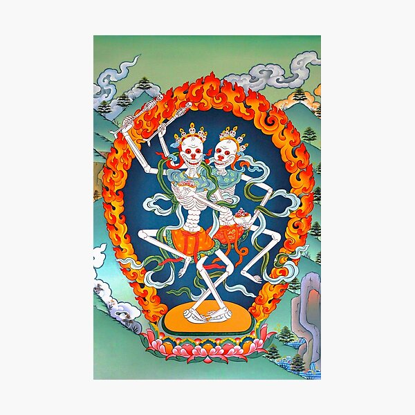 Item preview, Citipati Tibetan Buddhist Thangka - Dancing Skeletons - Poster designed and sold by CarlsArt.