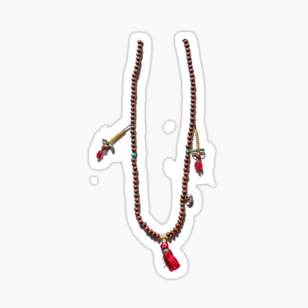 Bodhi Seed Long Mala With Red & Turquoise