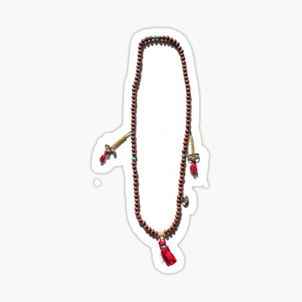 Tibetan Buddhist Mala of Ancient Bodhi Seeds, Turquoise, Bone and Silver Sticker
