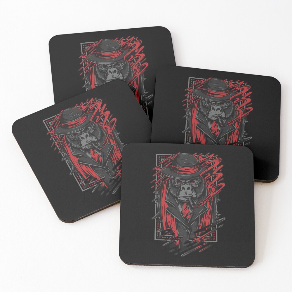 Vintage 1920s Mafia Real Gorilla Gangster Gift Coasters (Set of 4)