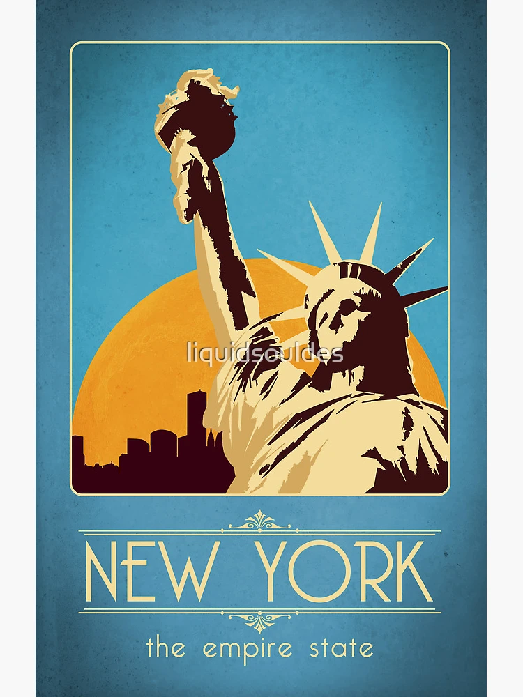 NY Vintage Travel Poster, New York, Travel, Decoration, Liberty Statue,  Wall Art, Printable Poster, USA -  Sweden