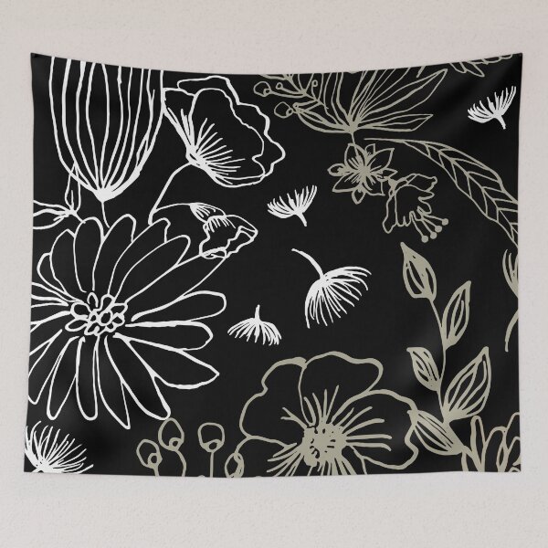 Item preview, Line Art Flowers, Drawing, Illustration, Black, White, Beige designed and sold by meggydesigns.