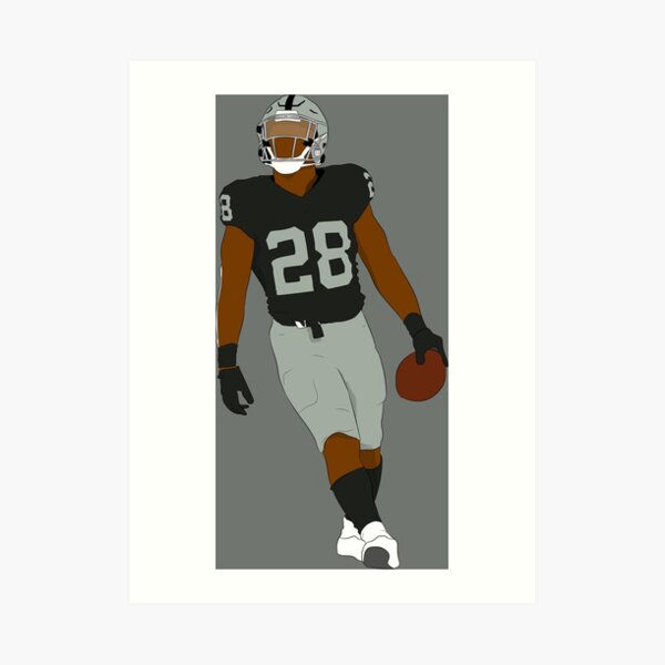 Josh Jacobs Las Vegas Raiders 1/5 ACEO Fine Art Print Card By:Q