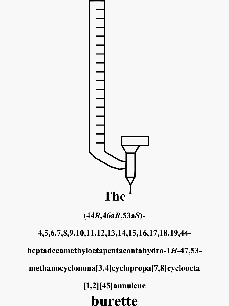 " burette / buret chemistry IUPAC Nerd black " Sticker for Sale by MarcelWirth Redbubble
