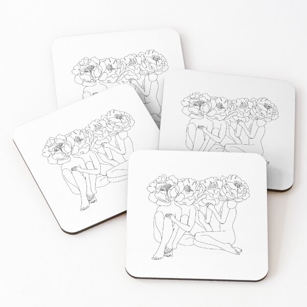Item preview, Nude womans with flower heads line illustration. Woman body sexy art . Line drawing of girl. Beautiful woman minimal print.  designed and sold by OneLinePrint.