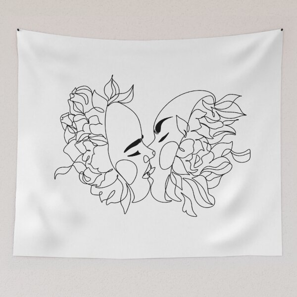 Item preview, Couple line illustration. Love print. Minimalist people. 2 faces. Man amd woman. Love vector. Symbol of love designed and sold by OneLinePrint.