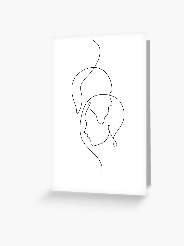 Couple One Line Illustration Man And Woman Love Symbol Of Love Romantic Greeting Card By Onelineprint Redbubble