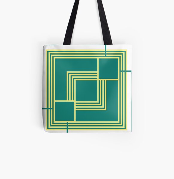 Geometric Pattern - yellow and green All Over Print Tote Bag