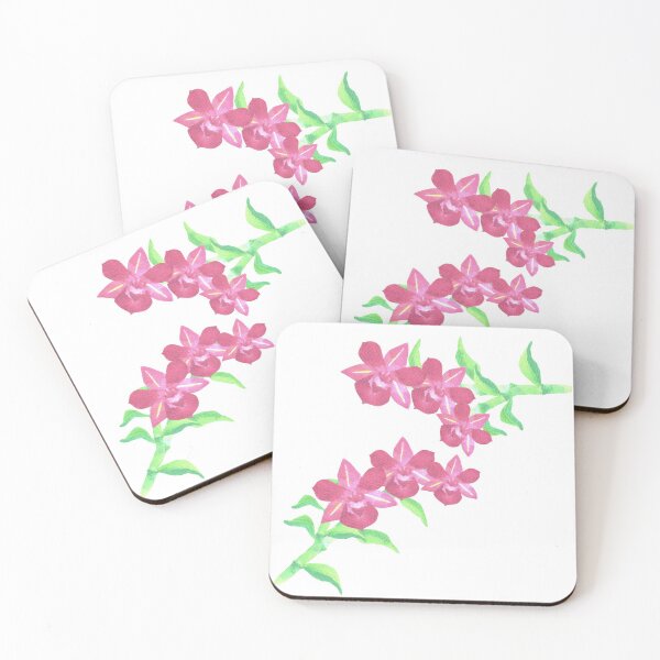 Item preview, Copy of Purple dendrobium orchid stalk with leaves in watercolor medium	 designed and sold by Shawlin Islam.