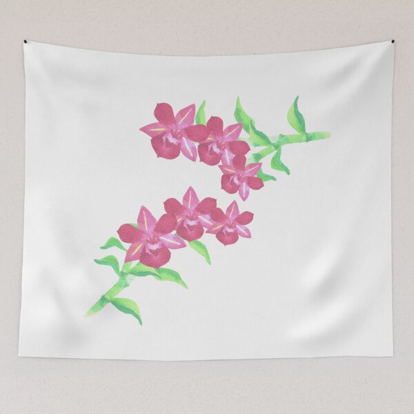 Item preview, Copy of Purple dendrobium orchid stalk with leaves in watercolor medium	 designed and sold by Shawlin Islam.
