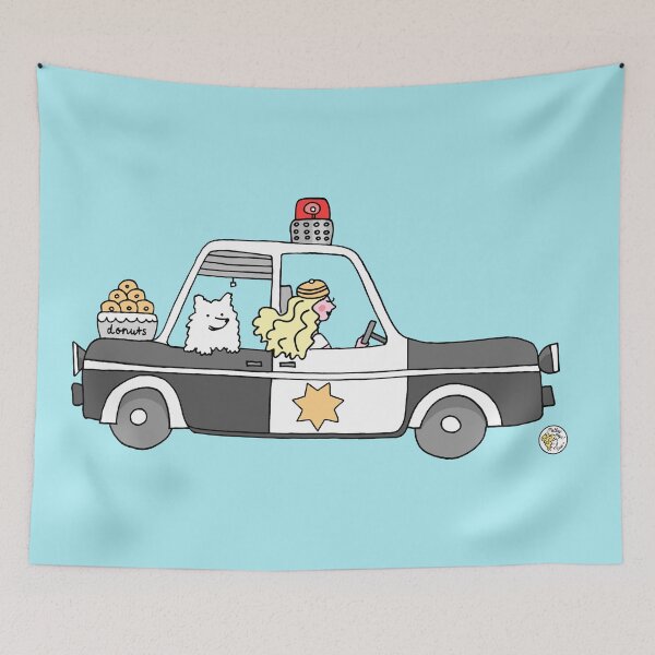 Item preview, Cute police car with cool girl and samoyed dog. designed and sold by mellowdays.