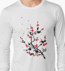 CHERRY BLOSSOMS RED Long Sleeve T-Shirt