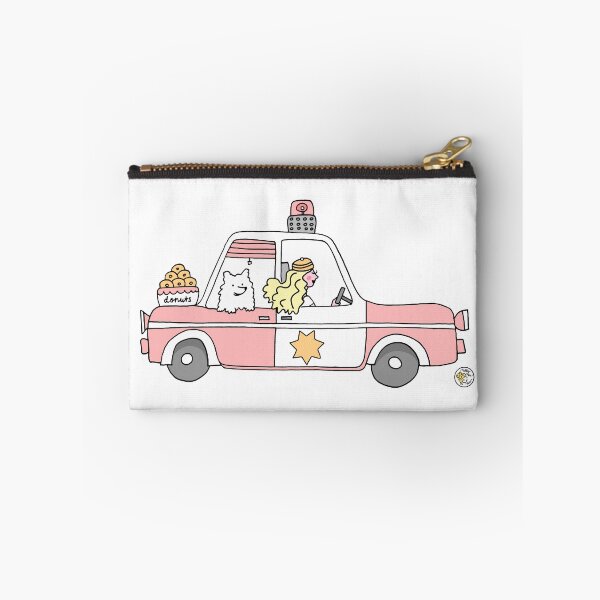 Aperçu de l'œuvre Voiture de police rose avec une jolie fille et un chien samoyède! créée et vendue par mellowdays.