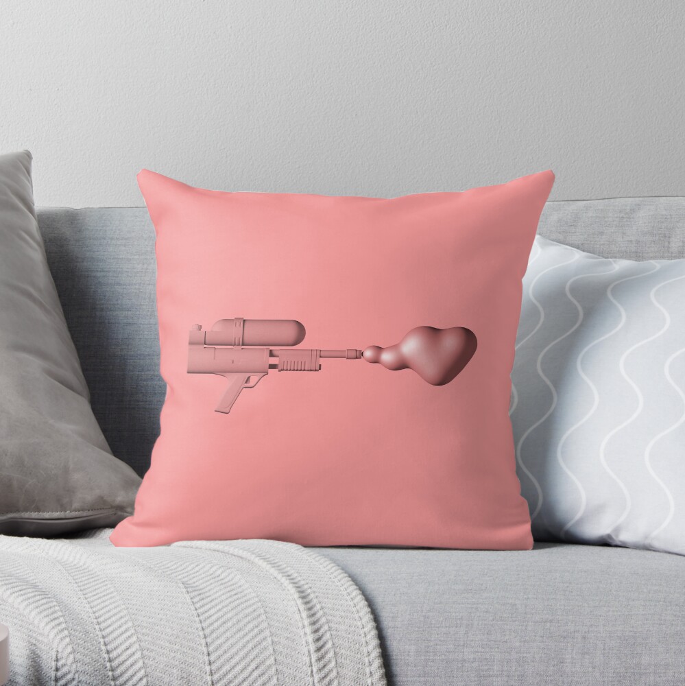Bubble Gum Gun - Make Love Not War Throw Pillow