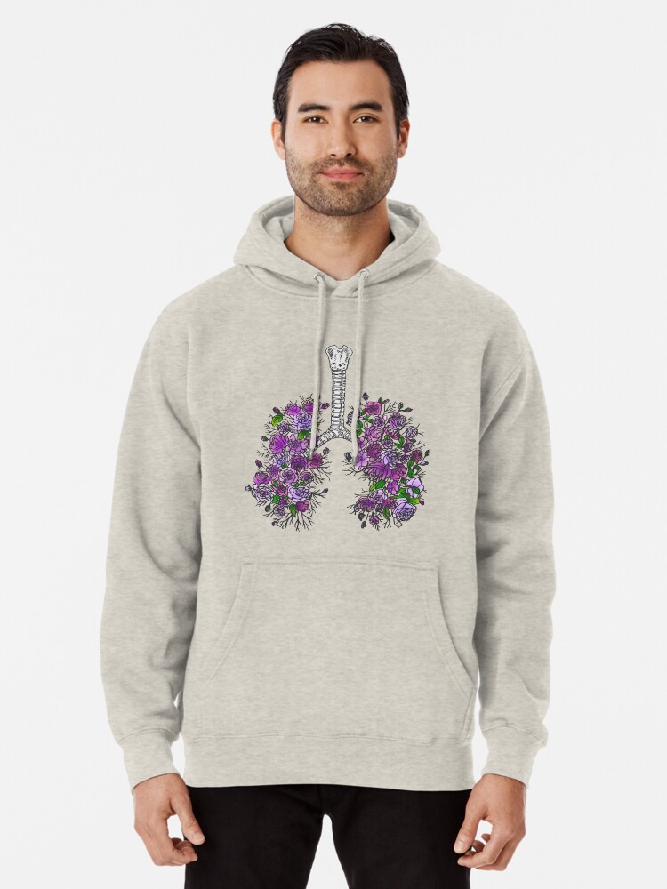 grey hoodie with roses