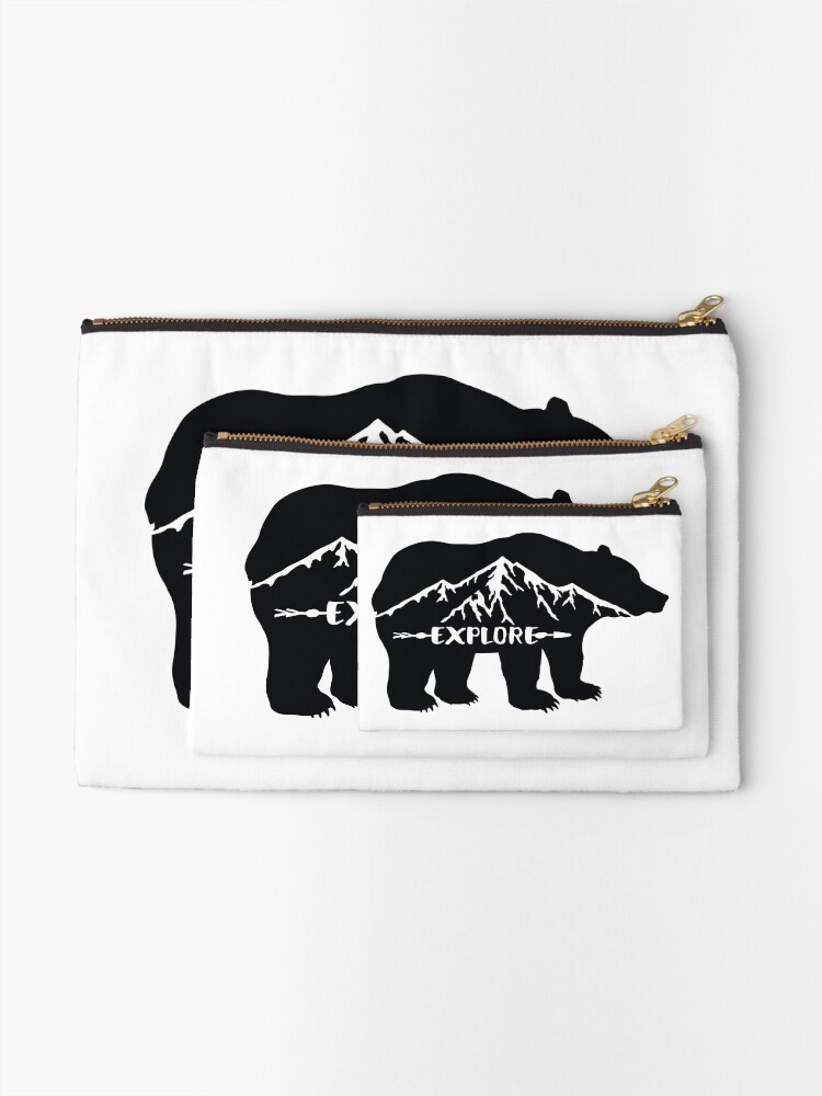 Thumbnail 2 of 4, Zipper Pouch, Explore bear designed and sold by magz.