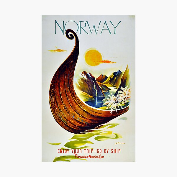 Item preview, Norway vintage travel poster designed and sold by stickart-marek.
