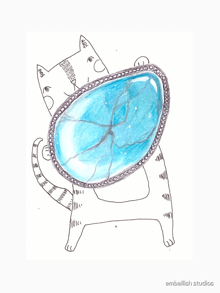 Thumbnail 7 of 7, Classic T-Shirt, Turquoise Cat designed and sold by embellish studios.