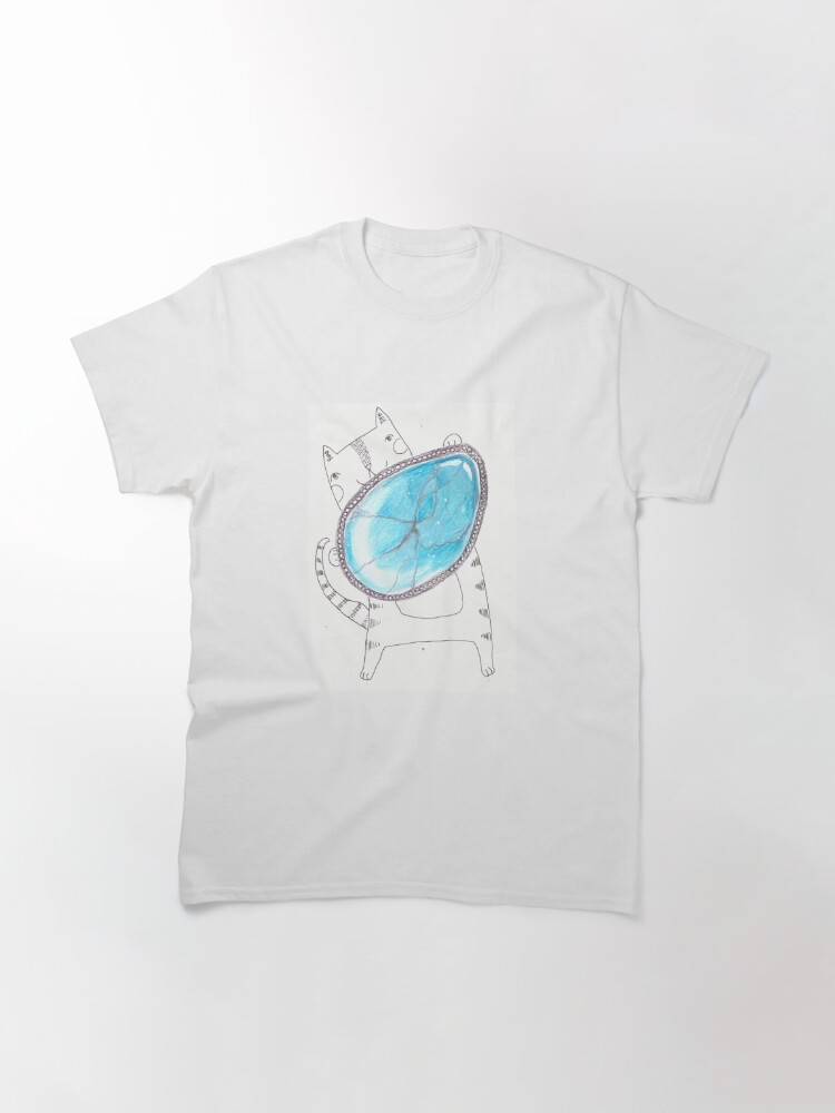 Classic T-Shirt, Turquoise Cat designed and sold by embellish studios