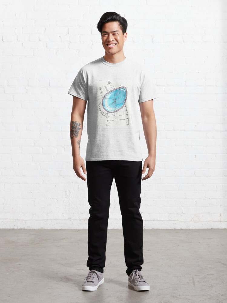 Thumbnail 3 of 7, Classic T-Shirt, Turquoise Cat designed and sold by embellish studios.