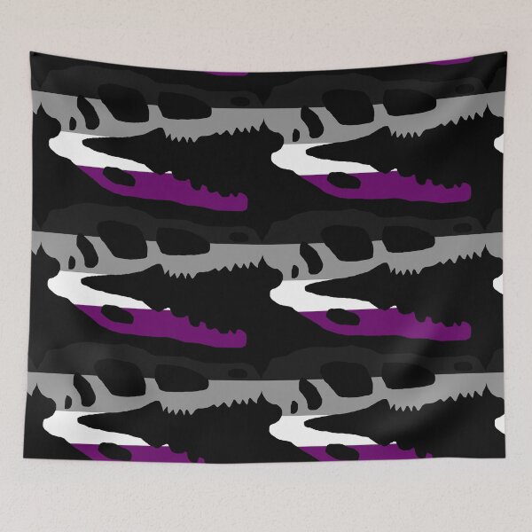 Item preview, Dinosaur Velociraptor Skull in Asexual Pride Flag Colors  designed and sold by CaelanPride.