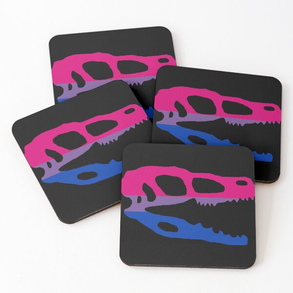 Item preview, Dinosaur Velociraptor Skull in Bisexual Pride Flag Colors  designed and sold by CaelanPride.