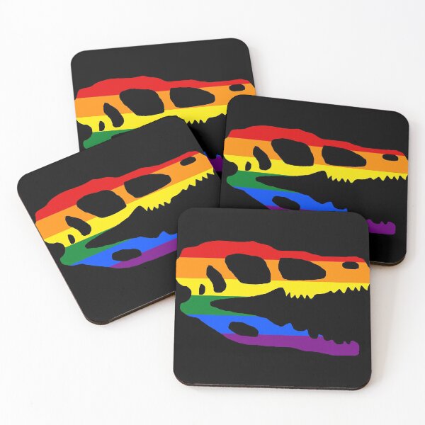 Item preview, Dinosaur Velociraptor Skull in Gay Pride Flag Colors  designed and sold by CaelanPride.