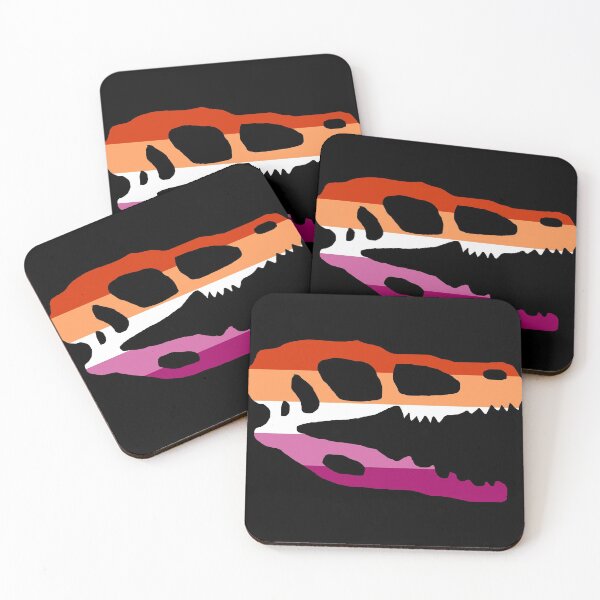 Item preview, Dinosaur Velociraptor Skull in Newer Lesbian Flag Colors  designed and sold by CaelanPride.