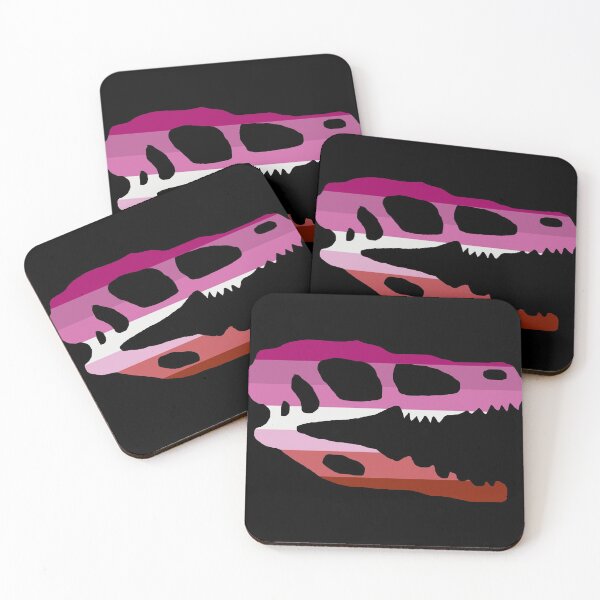 Item preview, Dinosaur Velociraptor Skull in Older Lesbian Flag Colors  designed and sold by CaelanPride.