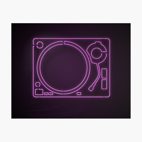 Neon Turntable 1 - 3D Art Photographic Print
