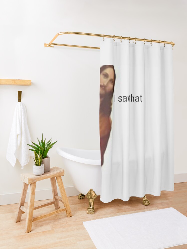 Alternate view of jesus saw that Shower Curtain