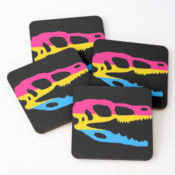 Item preview, Dinosaur Velociraptor Skull in Pansexual Pride Flag Colors  designed and sold by CaelanPride.