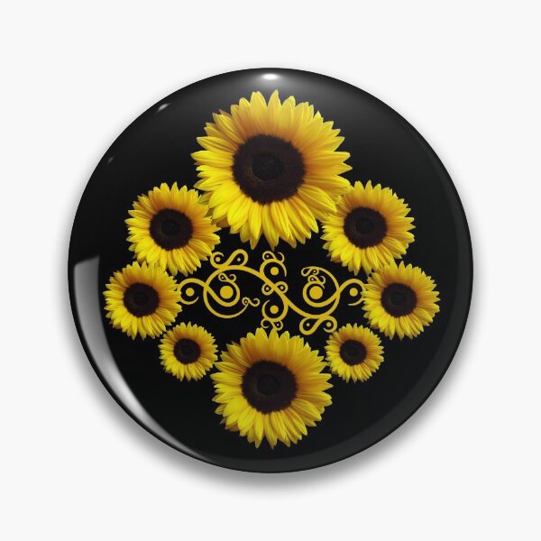 Item preview, Sunflowers with ornament, sunflower, floral flowers designed and sold by rhnaturestyles.