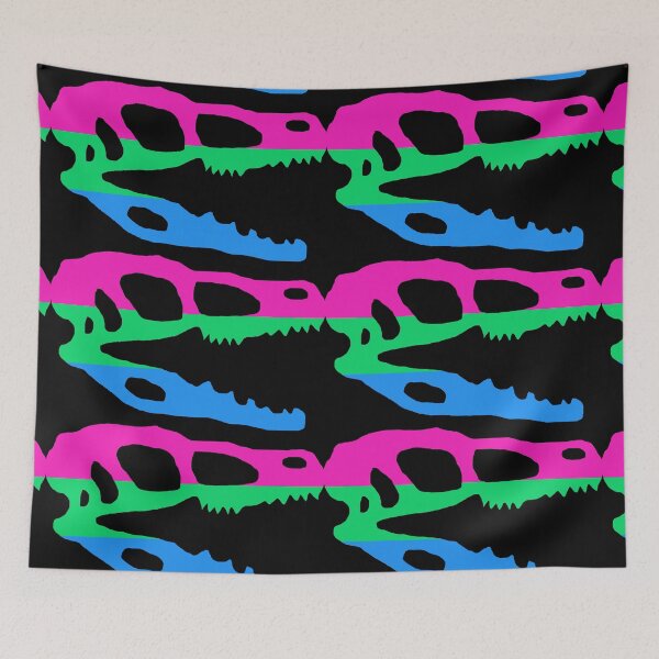 Item preview, Dinosaur Velociraptor Skull in Polysexual Pride Flag Colors  designed and sold by CaelanPride.