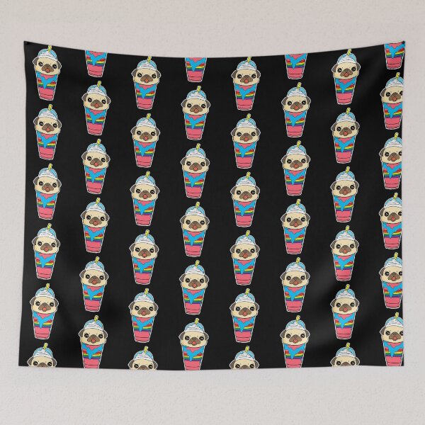 Item preview, Cute & Funny Pug Puppy Dog In Smoothie Drink Tile Pattern designed and sold by perfectpresents.