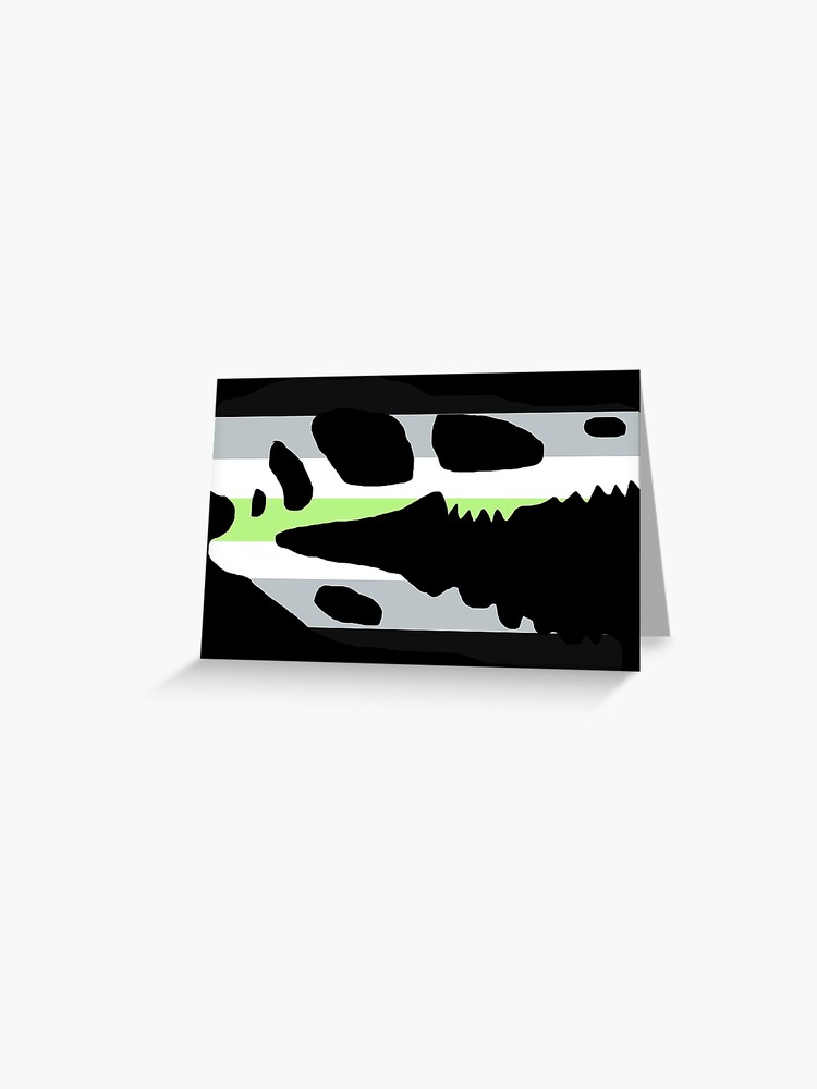 Dinosaur Velociraptor Skull In Agender Pride Flag Colors Greeting Card By Caelanpride Redbubble