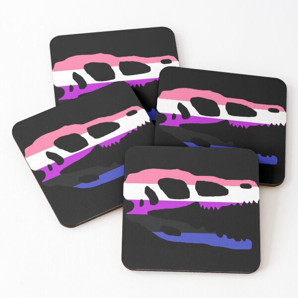 Item preview, Dinosaur Velociraptor Skull in Genderfluid Pride Flag Colors  designed and sold by CaelanPride.