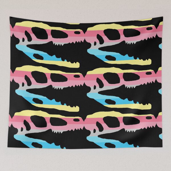 Item preview, Dinosaur Velociraptor Skull in Genderflux Pride Flag Colors  designed and sold by CaelanPride.