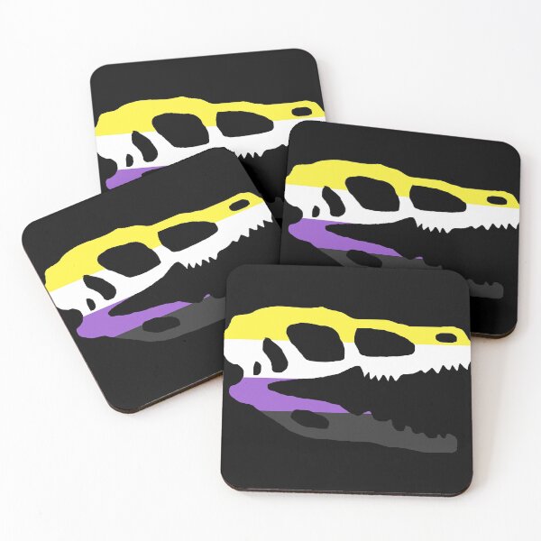 Item preview, Dinosaur Velociraptor Skull in Nonbinary Pride Flag Colors  designed and sold by CaelanPride.