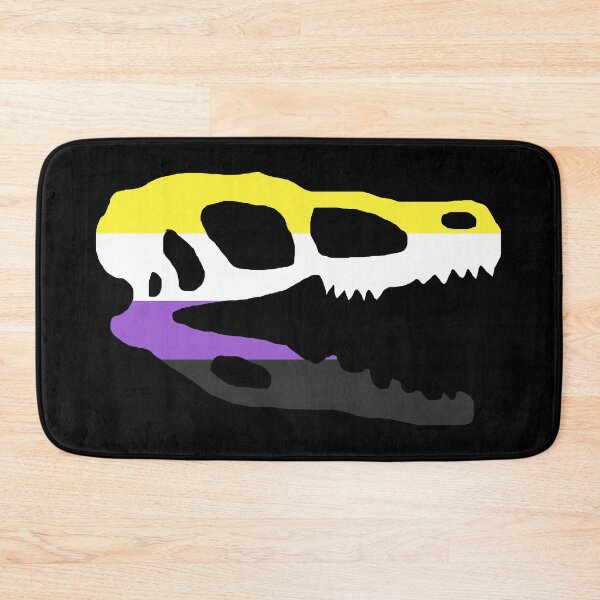 Item preview, Dinosaur Velociraptor Skull in Nonbinary Pride Flag Colors  designed and sold by CaelanPride.