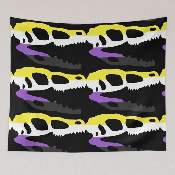 Item preview, Dinosaur Velociraptor Skull in Nonbinary Pride Flag Colors  designed and sold by CaelanPride.