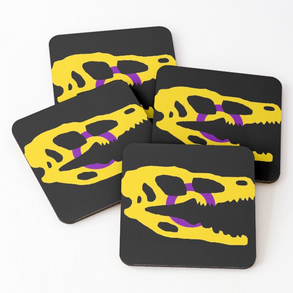 Item preview, Dinosaur Velociraptor Skull in Intersex Pride Flag Colors  designed and sold by CaelanPride.