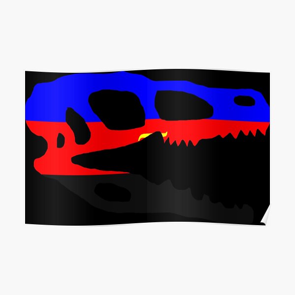 Dinosaur Velociraptor Skull in Polyamorous Pride Flag Colors Poster