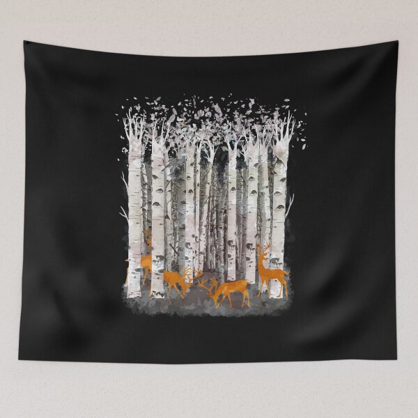 Item preview, deer, fawns and birchs watercolor designed and sold by Collagedream.