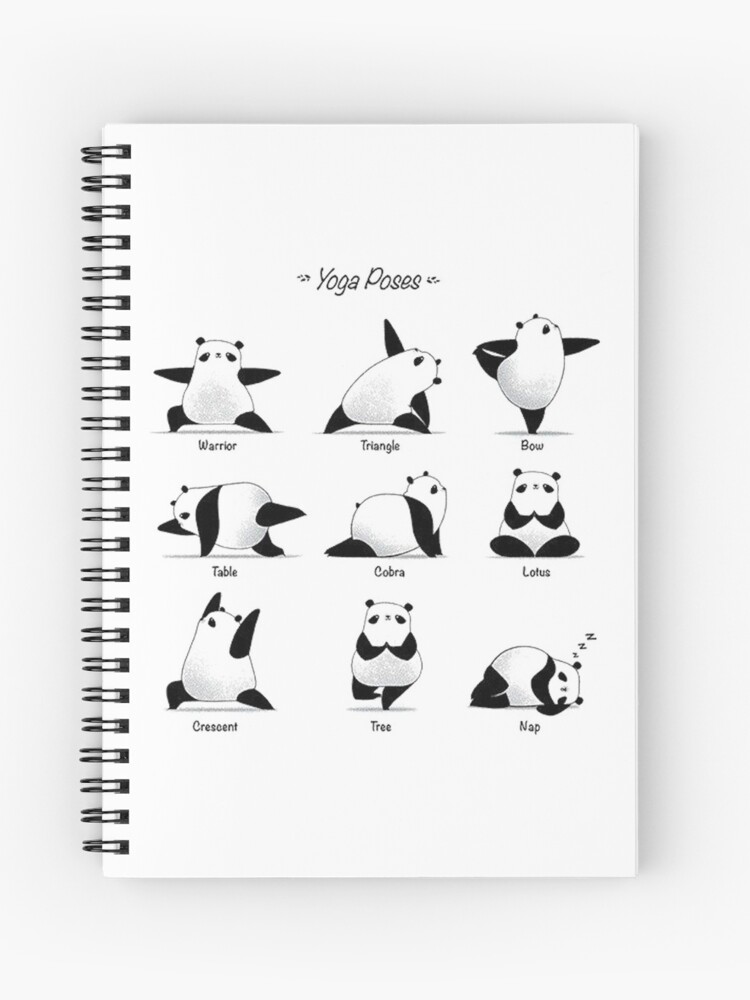 Panda striking different Yoga poses Spiral Notebook for Sale by MindChirp