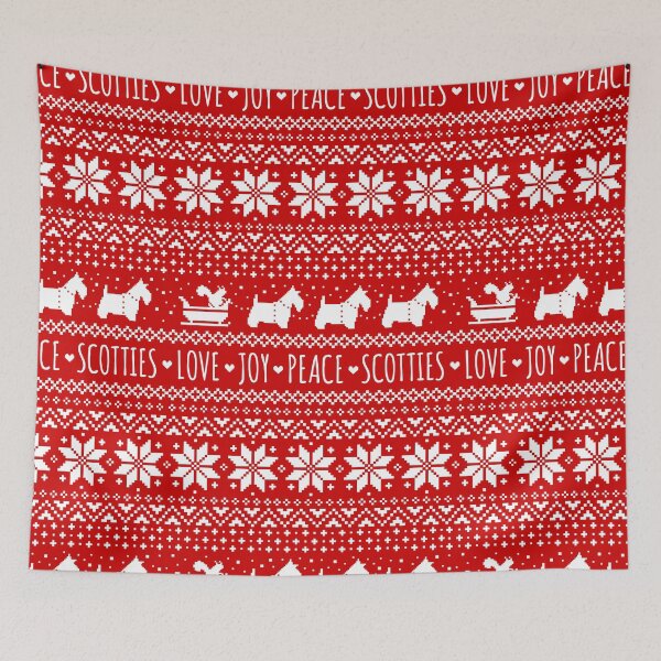 Item preview, Love Joy Peace Scotties | Scottish Terriers Christmas Holiday Pattern designed and sold by Jenn Inashvili.